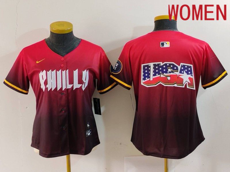 Women Philadelphia Phillies Blank Red City Edition 2024 Nike MLB Jersey style 3